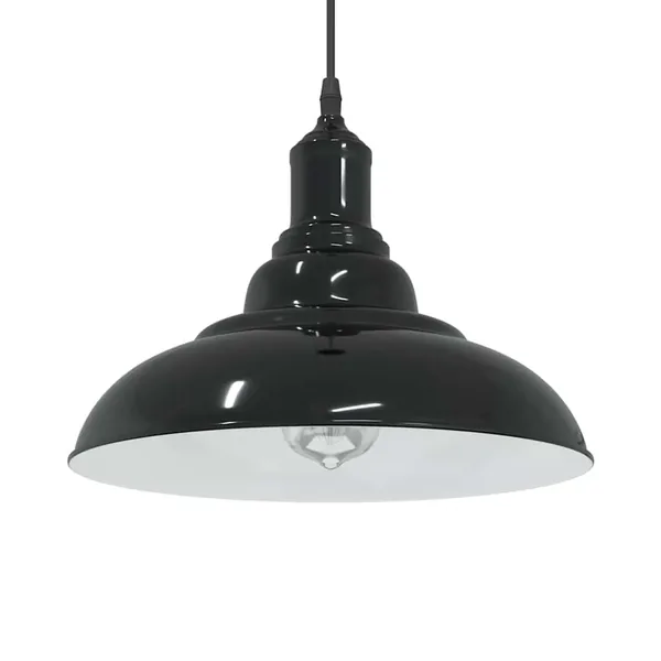 Lampe suspendue réglable hauteur E27 noir brillant Ø 31cm métal