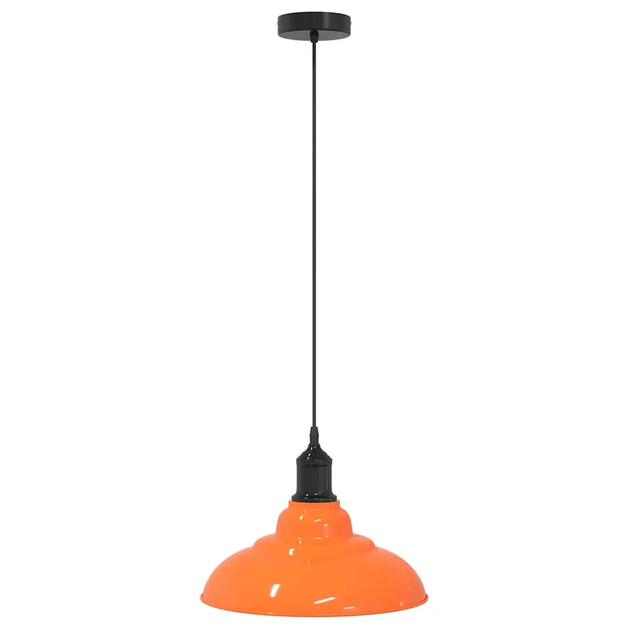 Lampe suspendue réglable hauteur E27 orange brillant métal - 2