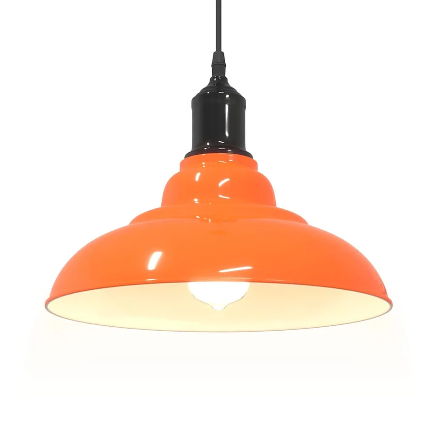 Lampe suspendue réglable hauteur E27 orange brillant métal - 5
