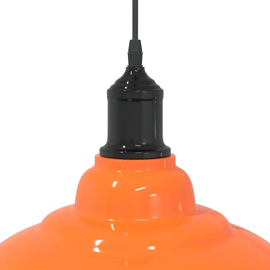 Lampe suspendue réglable hauteur E27 orange brillant métal - 8