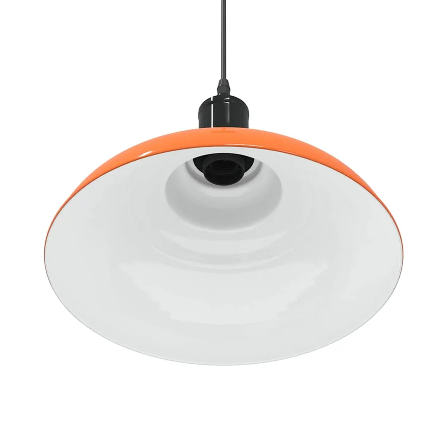 Lampe suspendue réglable hauteur E27 orange brillant métal - 9