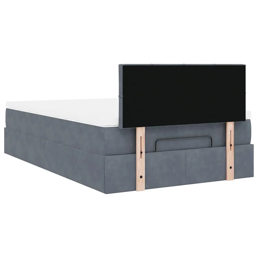 Cadre de lit ottoman et matelas gris foncé 120x200 cm velours - 9