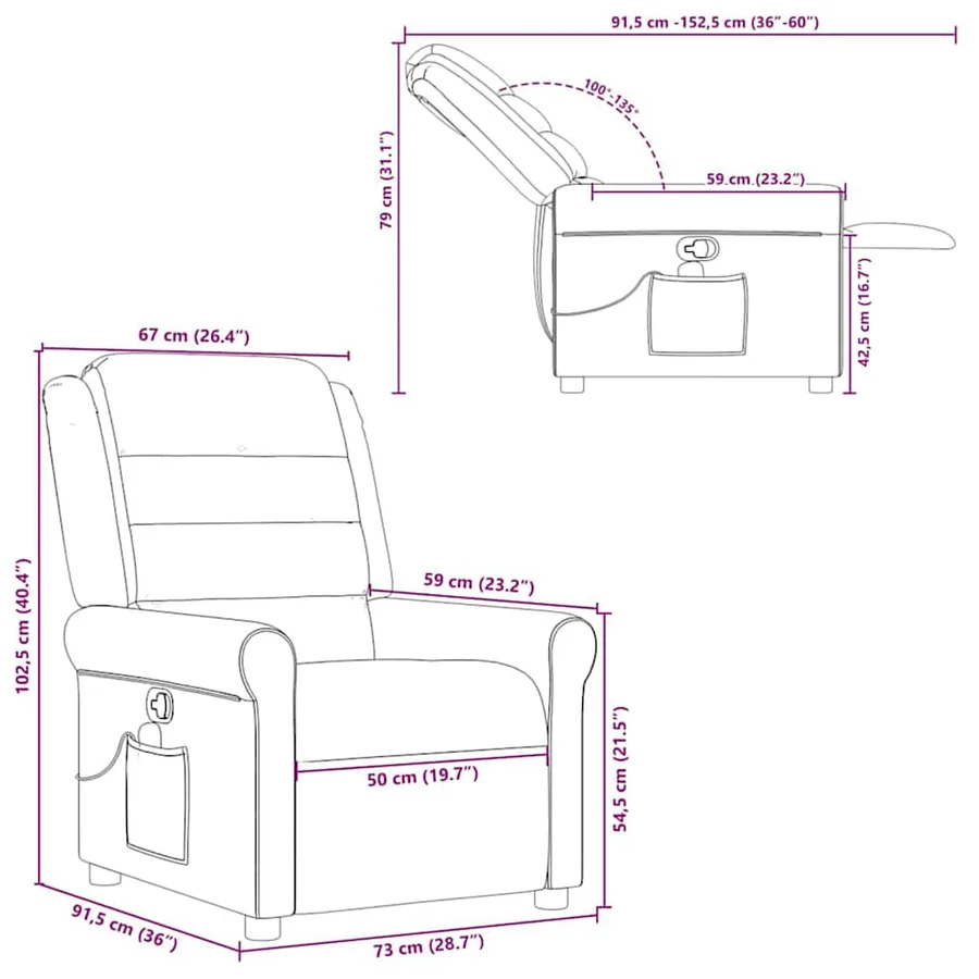 Fauteuil inclinable de massage en tissu gris foncé - 13