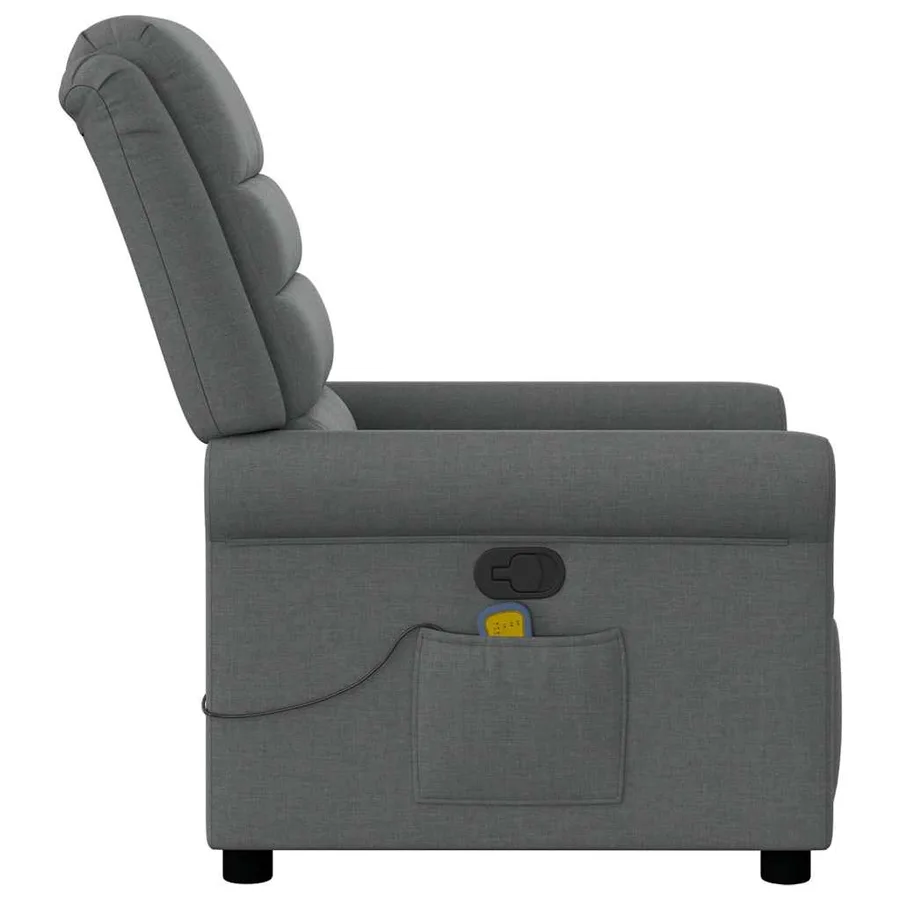 Fauteuil inclinable de massage en tissu gris foncé - 4