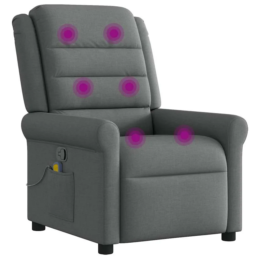 Fauteuil inclinable de massage en tissu gris foncé - 6