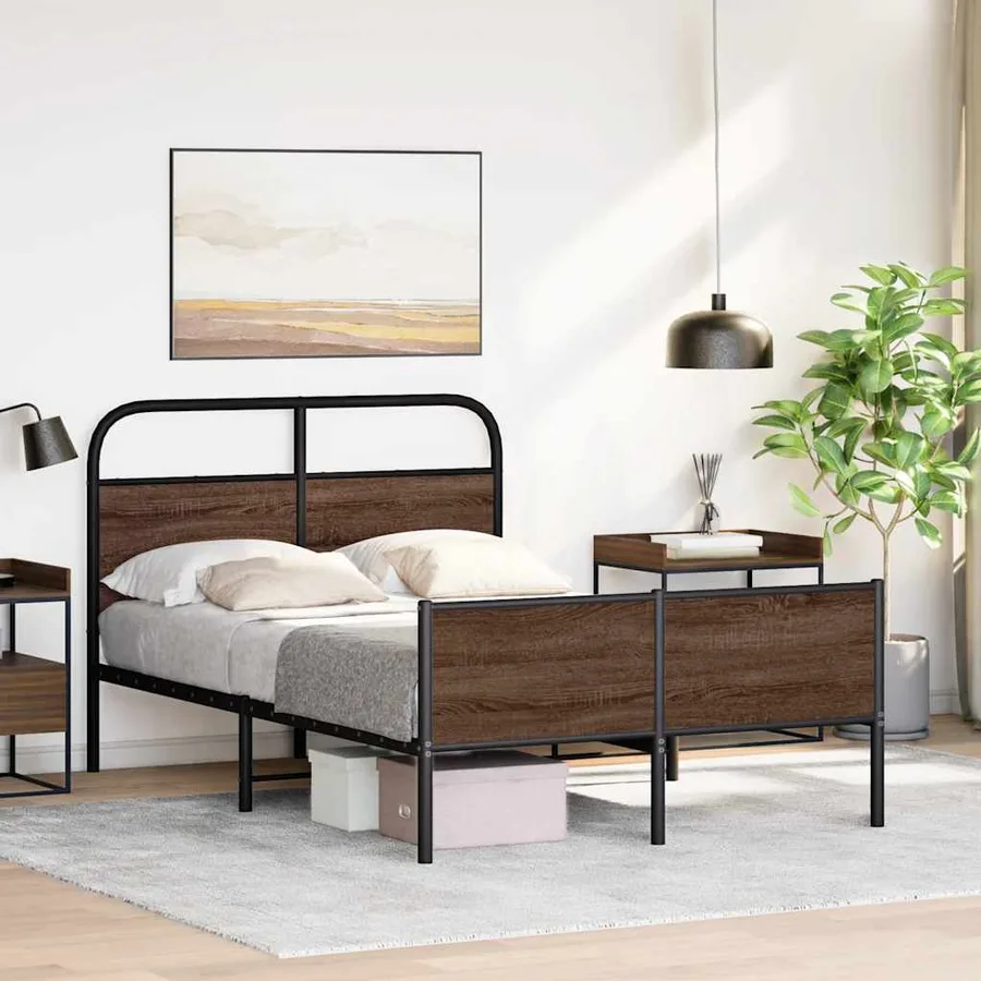 Cadre de lit sans matelas 120x190 cm chêne marron - 4