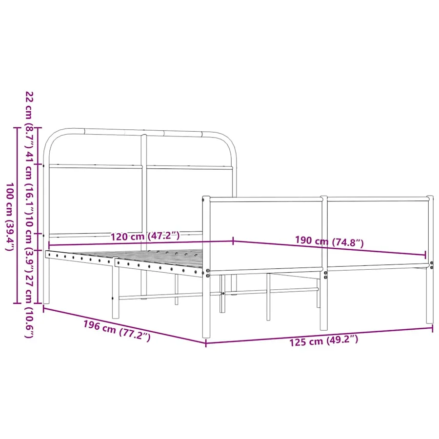 Cadre de lit sans matelas 120x190 cm chêne marron - 9