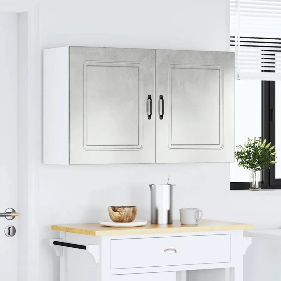 Armoires murales de cuisine 2 pcs Kalmar en bois d'ingénierie gris béton