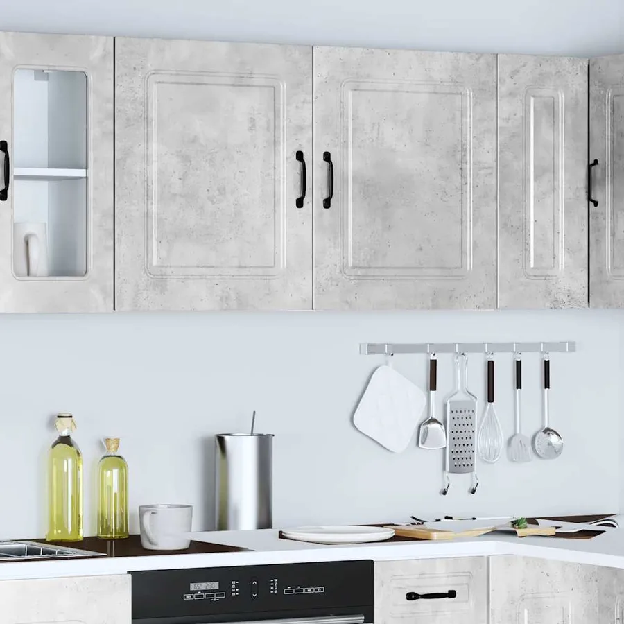 Armoires murales de cuisine 2 pcs Kalmar en bois d'ingénierie gris béton - 3