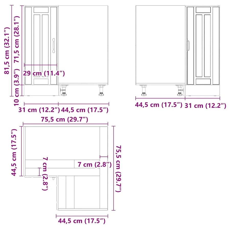 Armoire d'angle de cuisine Lucca chêne sonoma bois d'ingénierie - 12