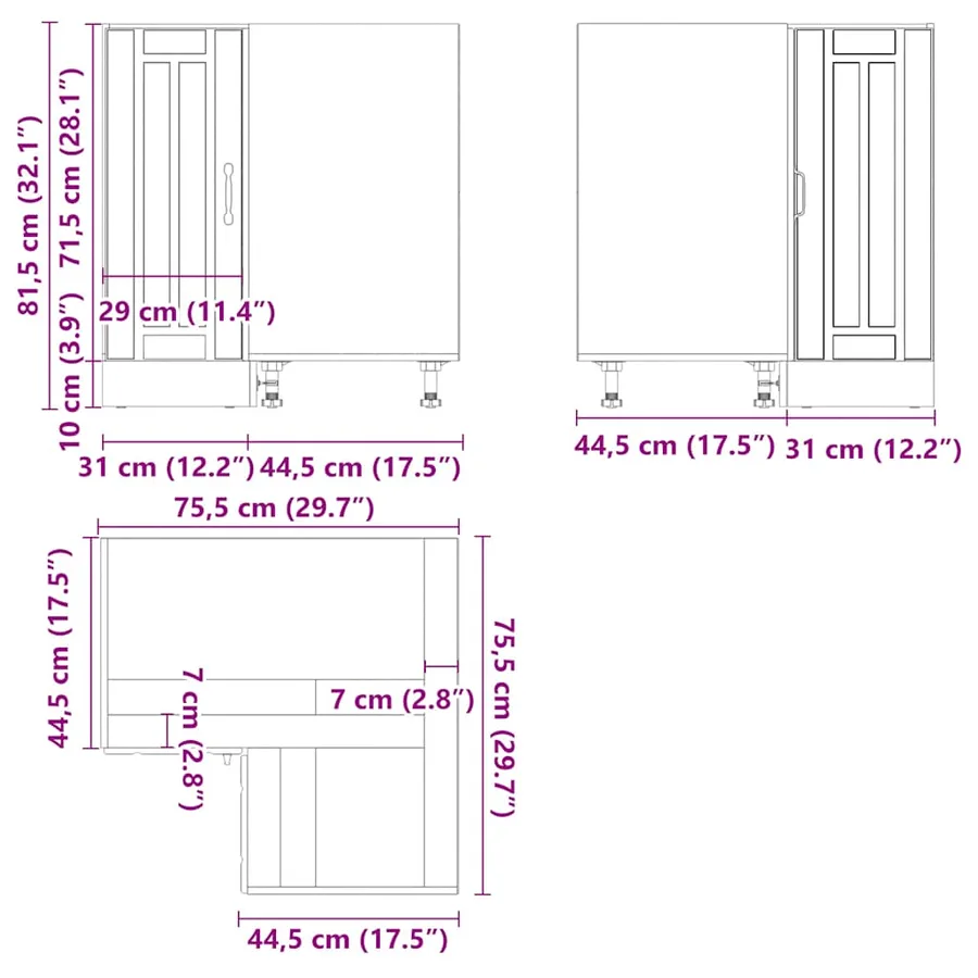 Armoire d'angle de cuisine Lucca chêne fumé bois d'ingénierie - 12