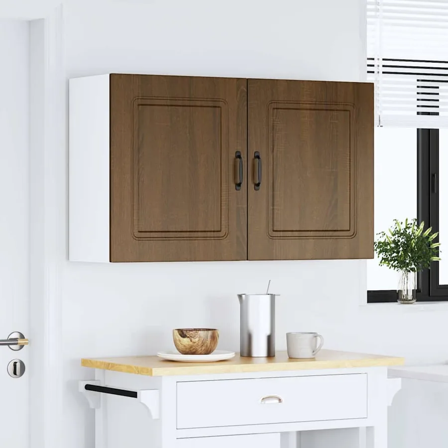 Armoires murales de cuisine 2 pcs Kalmar en bois d'ingénierie chêne brun
