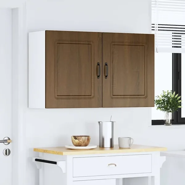 Armoires murales de cuisine 2 pcs Kalmar en bois d'ingénierie chêne brun