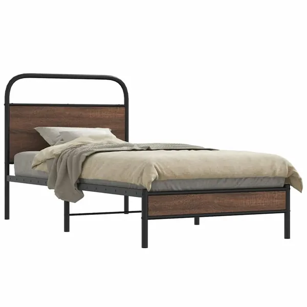 Cadre de lit sans matelas 90x200cm chêne marron bois ingénierie
