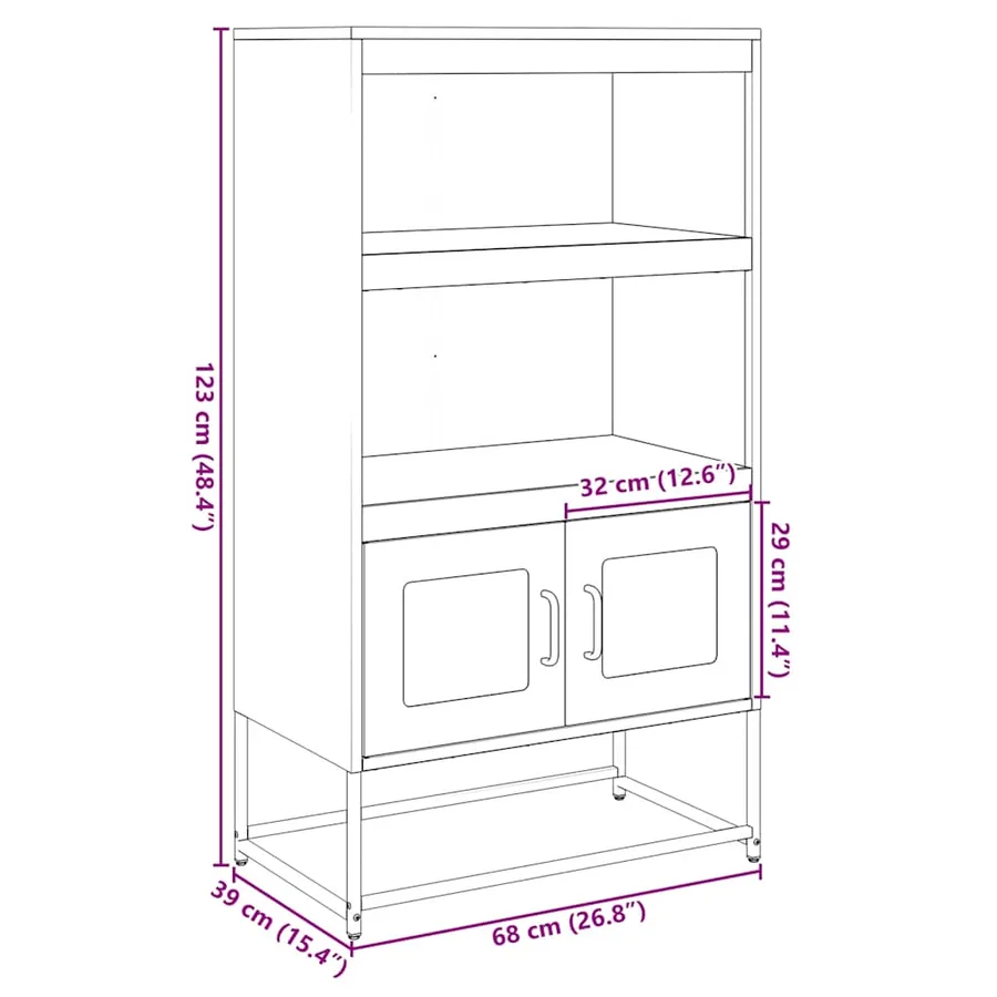 Buffet haut blanc 68x39x123 cm acier - 13