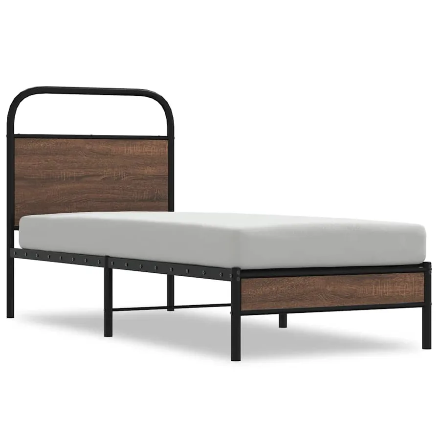 Cadre de lit sans matelas 80x200cm chêne marron bois ingénierie - 2