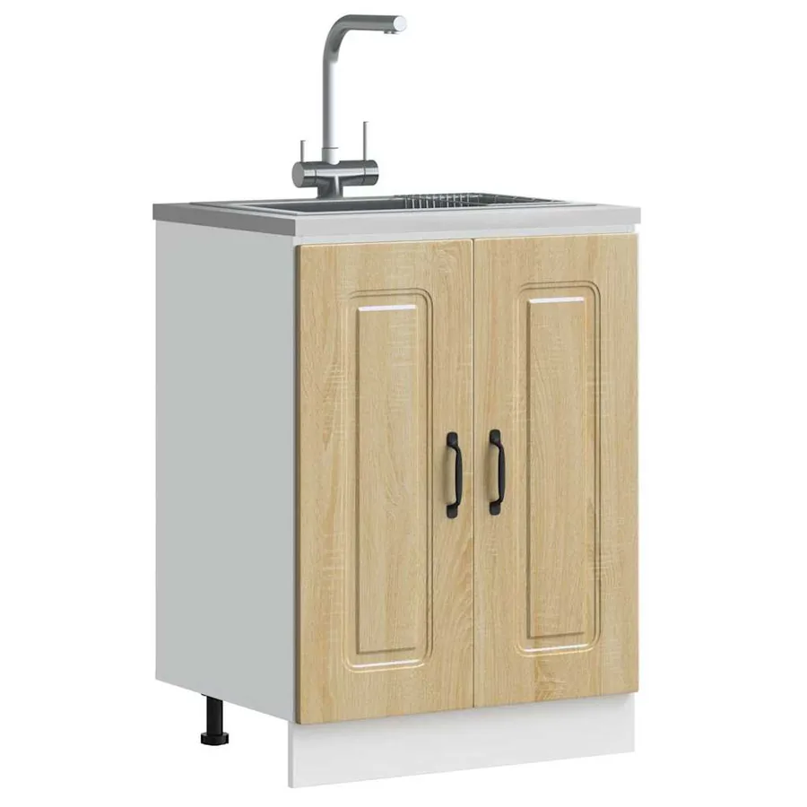 Meuble bas pour évier Kalmar chêne sonoma bois d'ingénierie