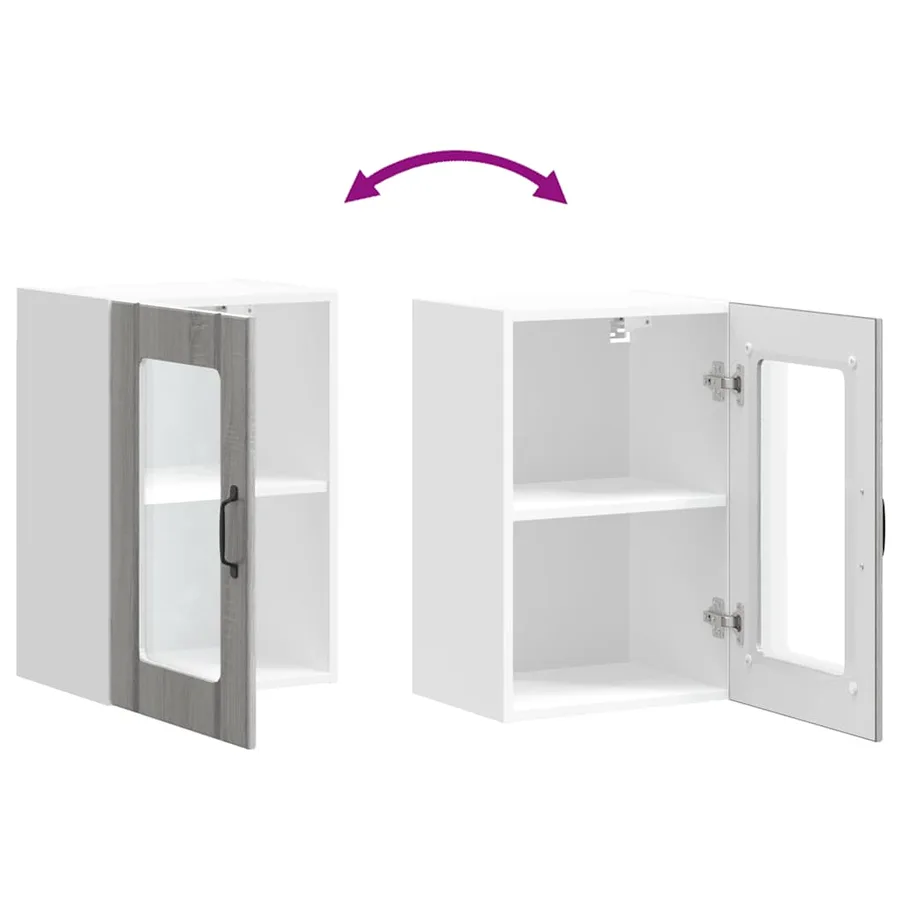 Armoire murale de cuisine avec porte en verre Lucca sonoma gris - 10
