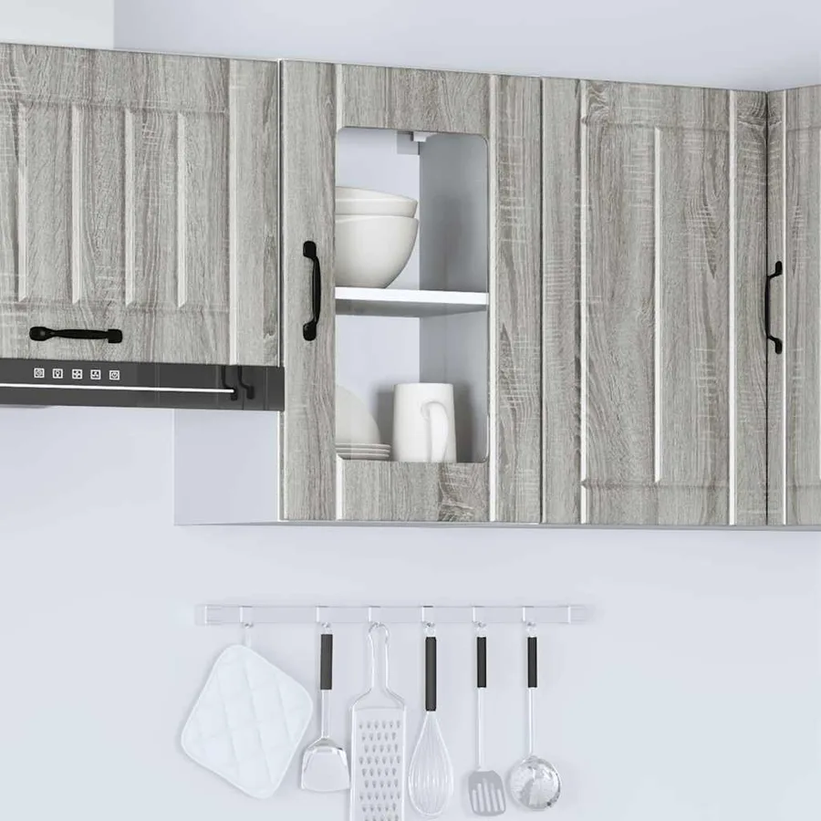 Armoire murale de cuisine avec porte en verre Lucca sonoma gris - 4