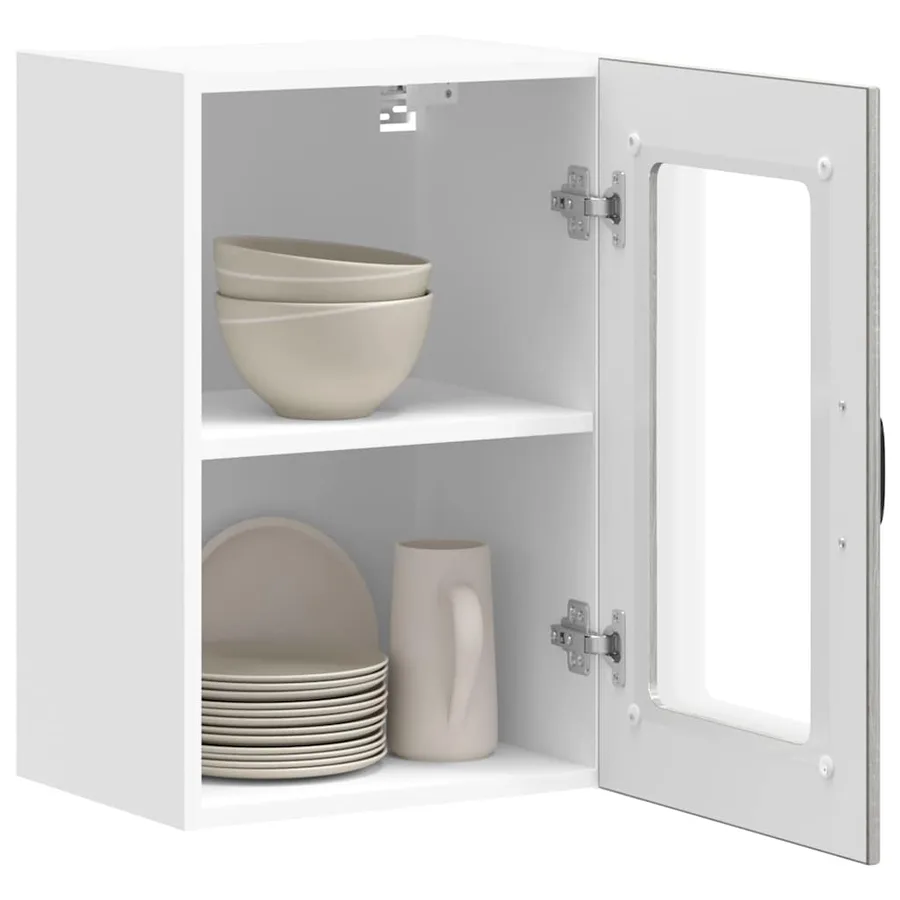 Armoire murale de cuisine avec porte en verre Lucca sonoma gris - 5