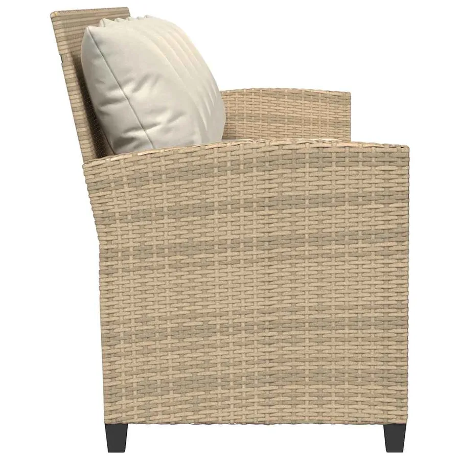 Canapé de jardin avec coussins 5 places beige résine tressée - 5