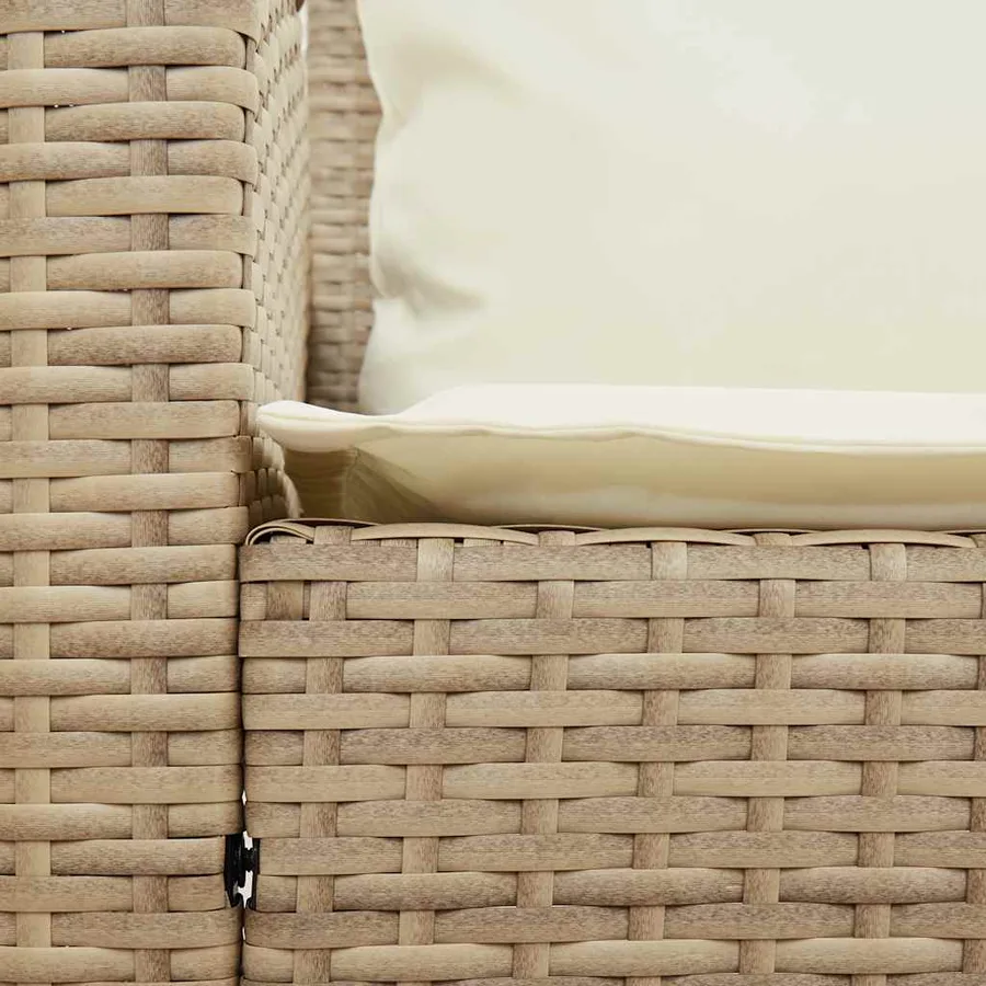Canapé de jardin avec coussins 5 places beige résine tressée - 7