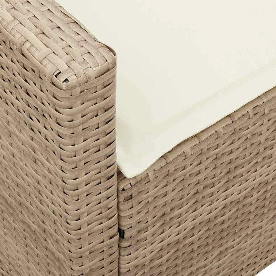 Canapé de jardin avec coussins 5 places beige résine tressée - 8