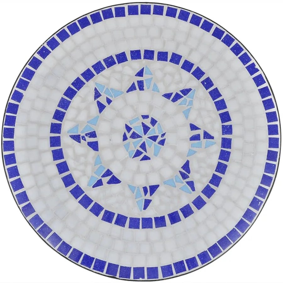 Table de bistro Bleu et blanc 60 cm Mosaïque - 3