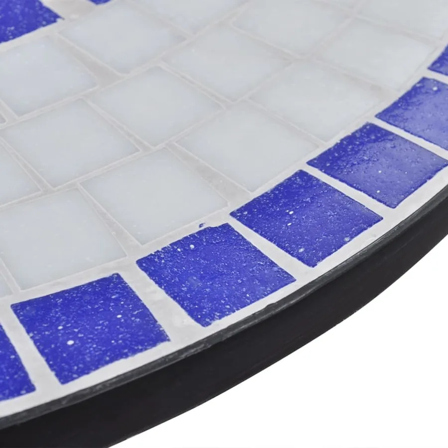 Table de bistro Bleu et blanc 60 cm Mosaïque - 4