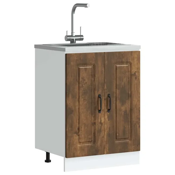 Meuble bas pour évier Kalmar chêne fumé bois d'ingénierie