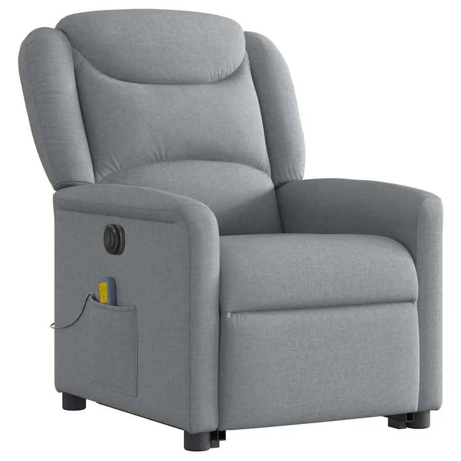 Fauteuil inclinable de massage électrique Gris clair Tissu - 4