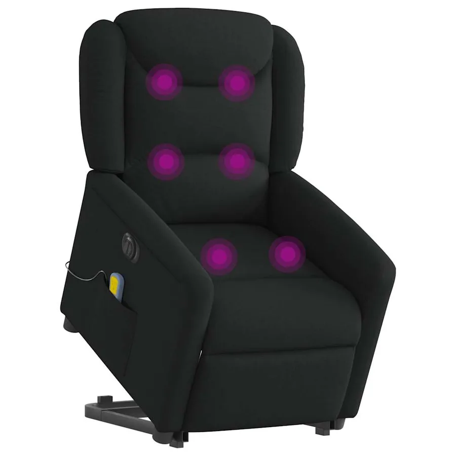 Fauteuil inclinable de massage électrique Noir Tissu - 3