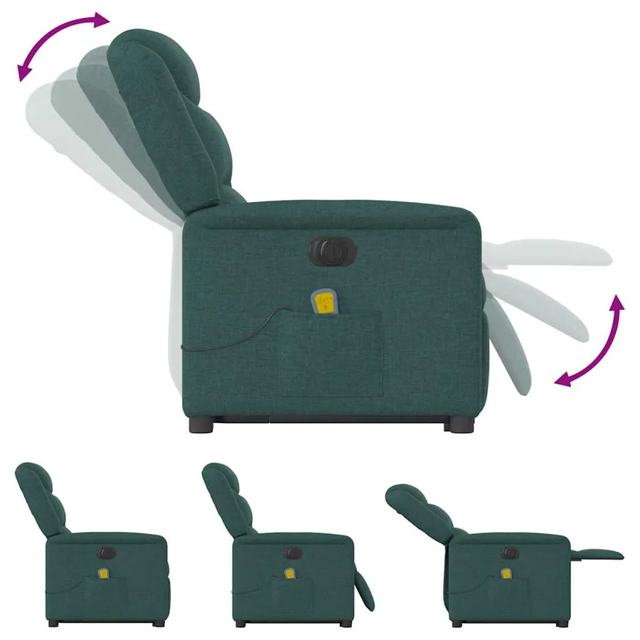 Fauteuil inclinable de massage électrique Vert foncé Tissu - 10