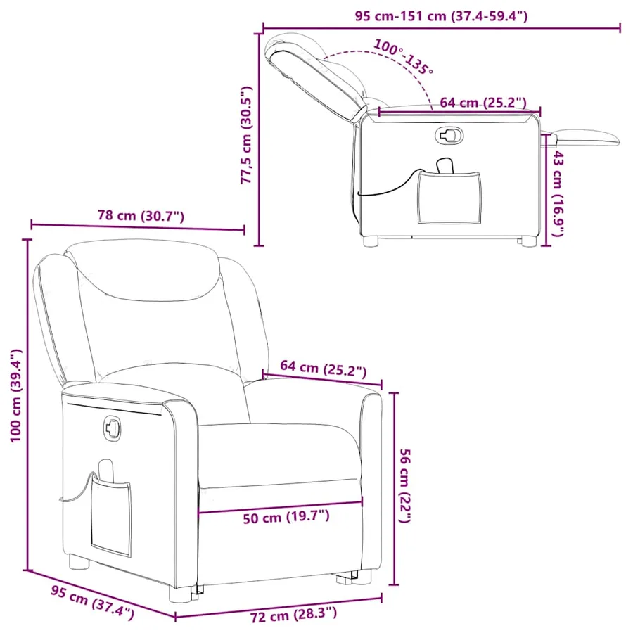 Fauteuil de massage inclinable gris nuage tissu - 16