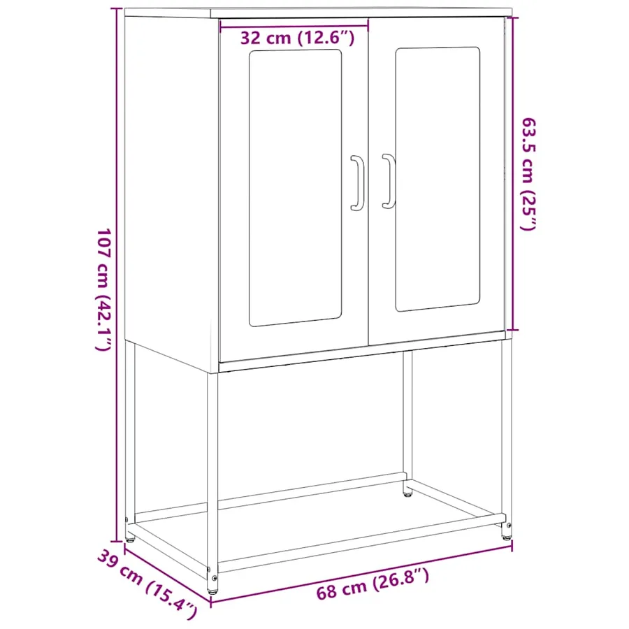 Buffet haut vert olive 68x39x107 cm acier - 13