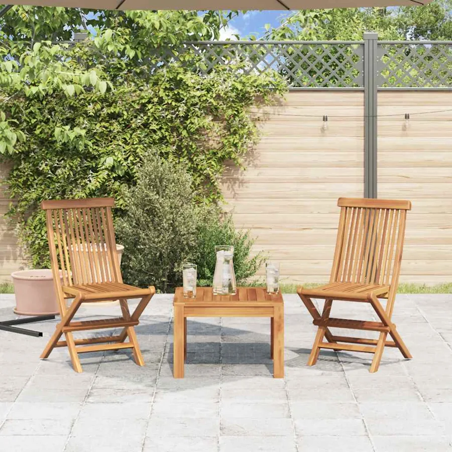 Chaises pliables de jardin lot de 2 Bois de teck solide - 3