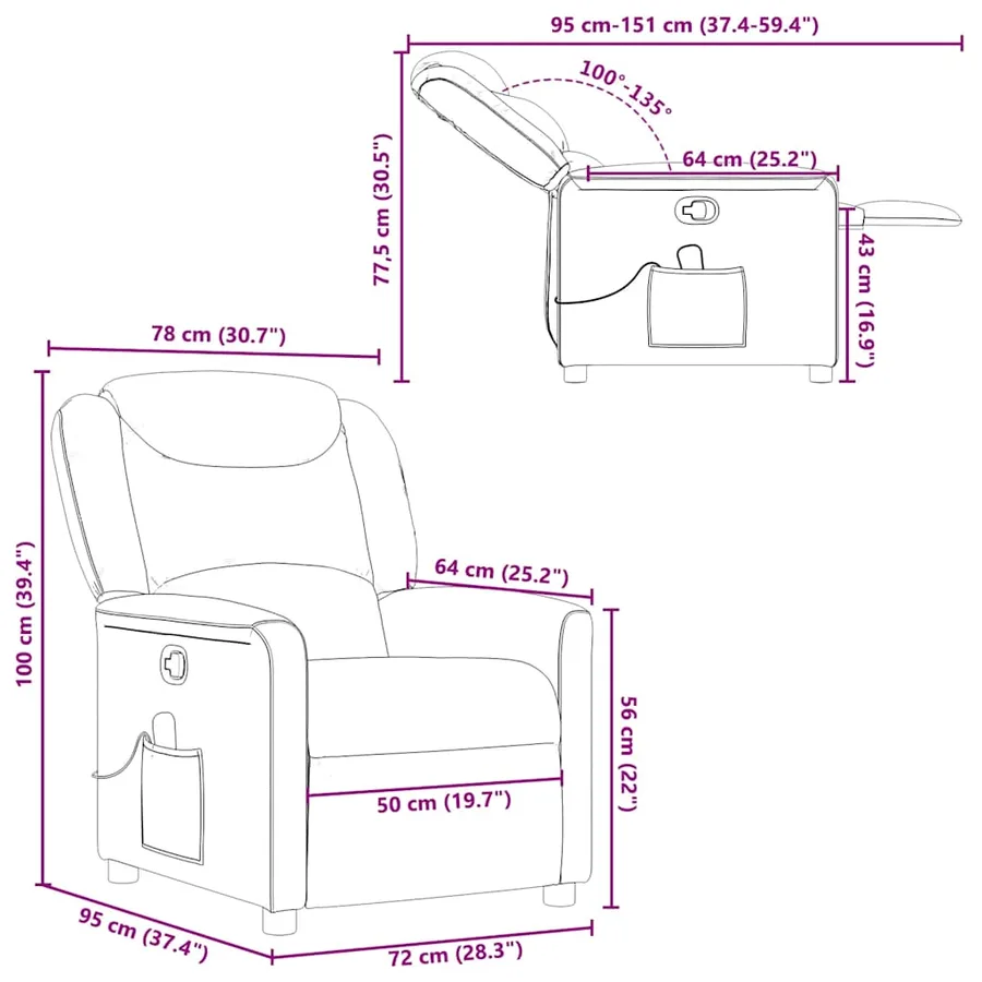 Fauteuil de massage inclinable Marron foncé Tissu - 13