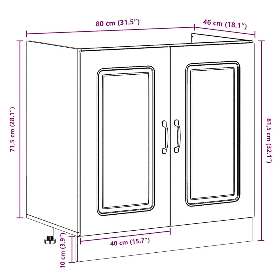 Armoire de cuisine Kalmar 2 pcs Marron 80 x 46 x 81.5 cm - 10
