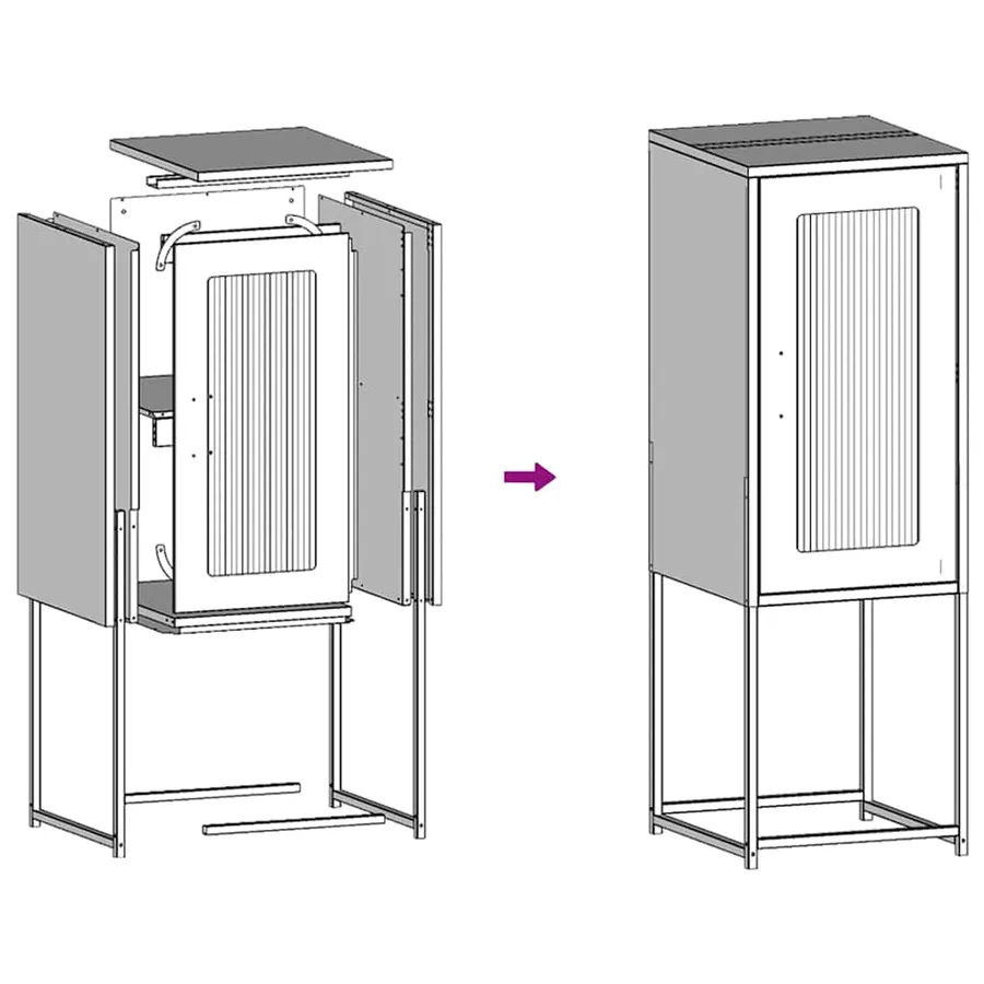 Buffet rose 36x39x107 cm acier laminé à froid - 12