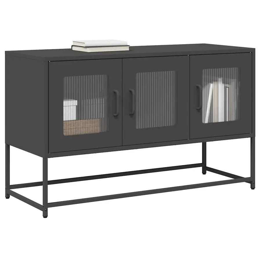 Meuble TV noir 100,5x39x60,5 cm acier laminé à froid