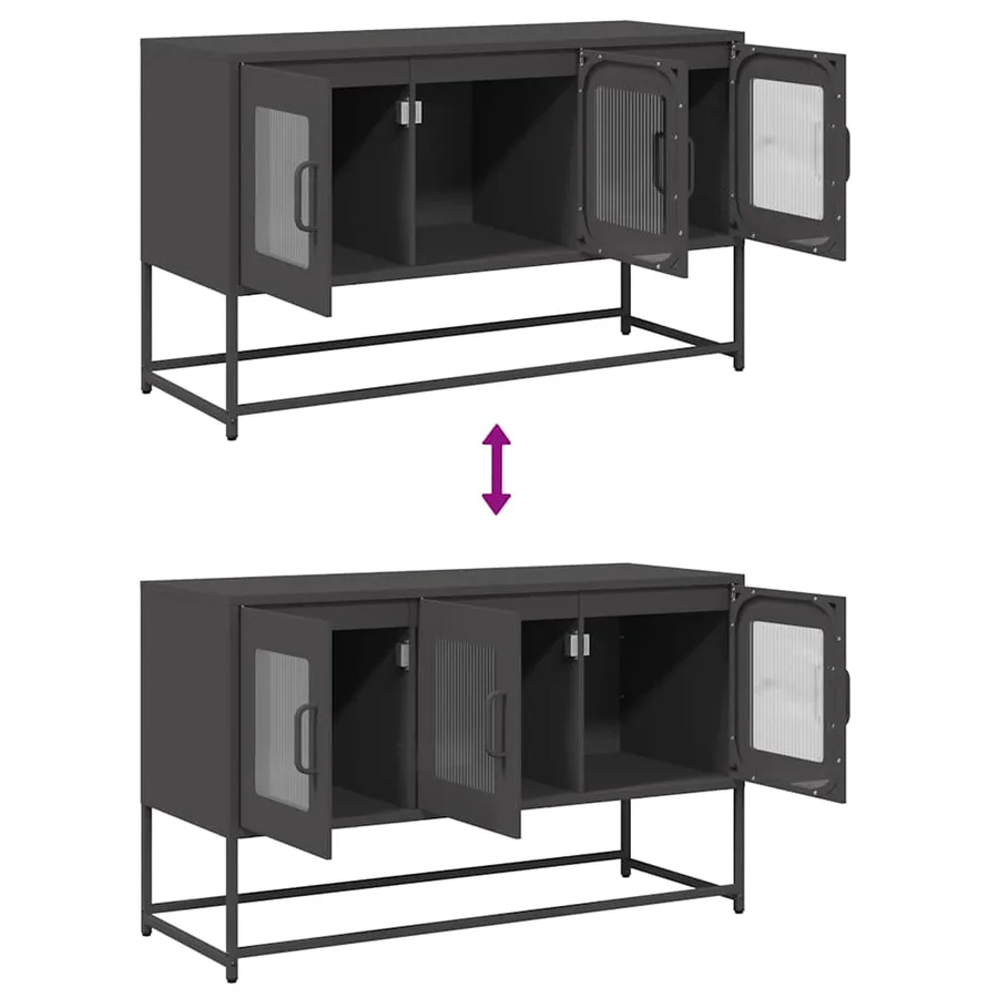 Meuble TV noir 100,5x39x60,5 cm acier laminé à froid - 10