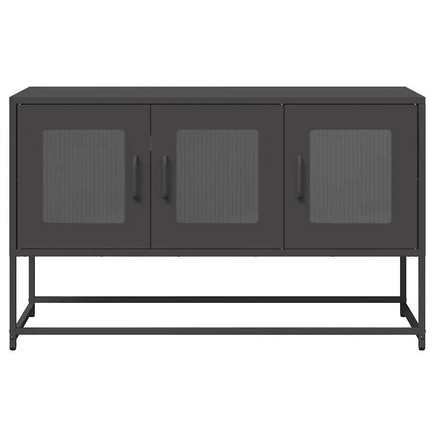 Meuble TV noir 100,5x39x60,5 cm acier laminé à froid - 5