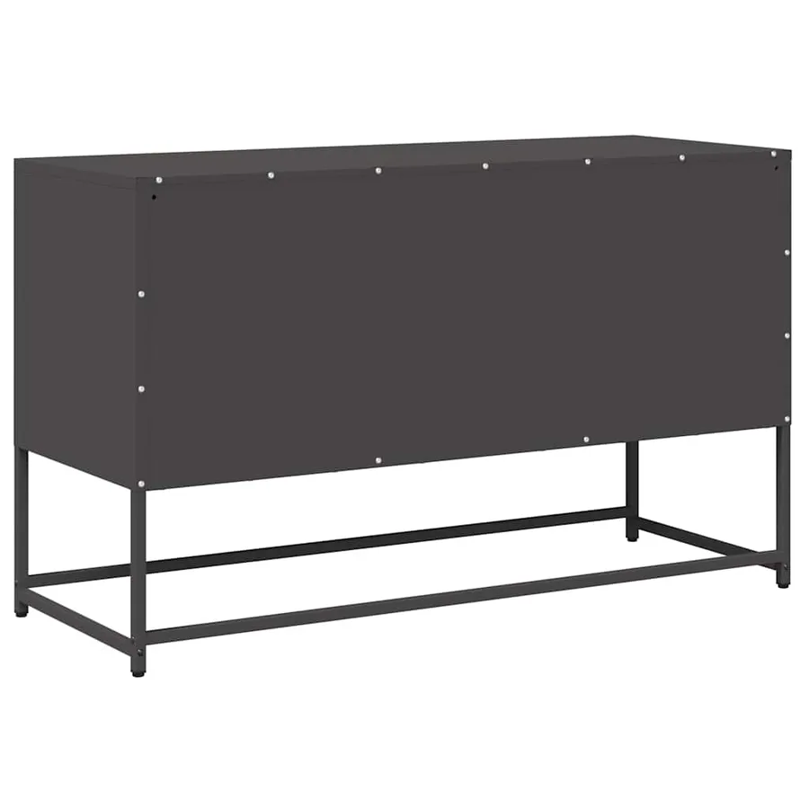Meuble TV noir 100,5x39x60,5 cm acier laminé à froid - 8