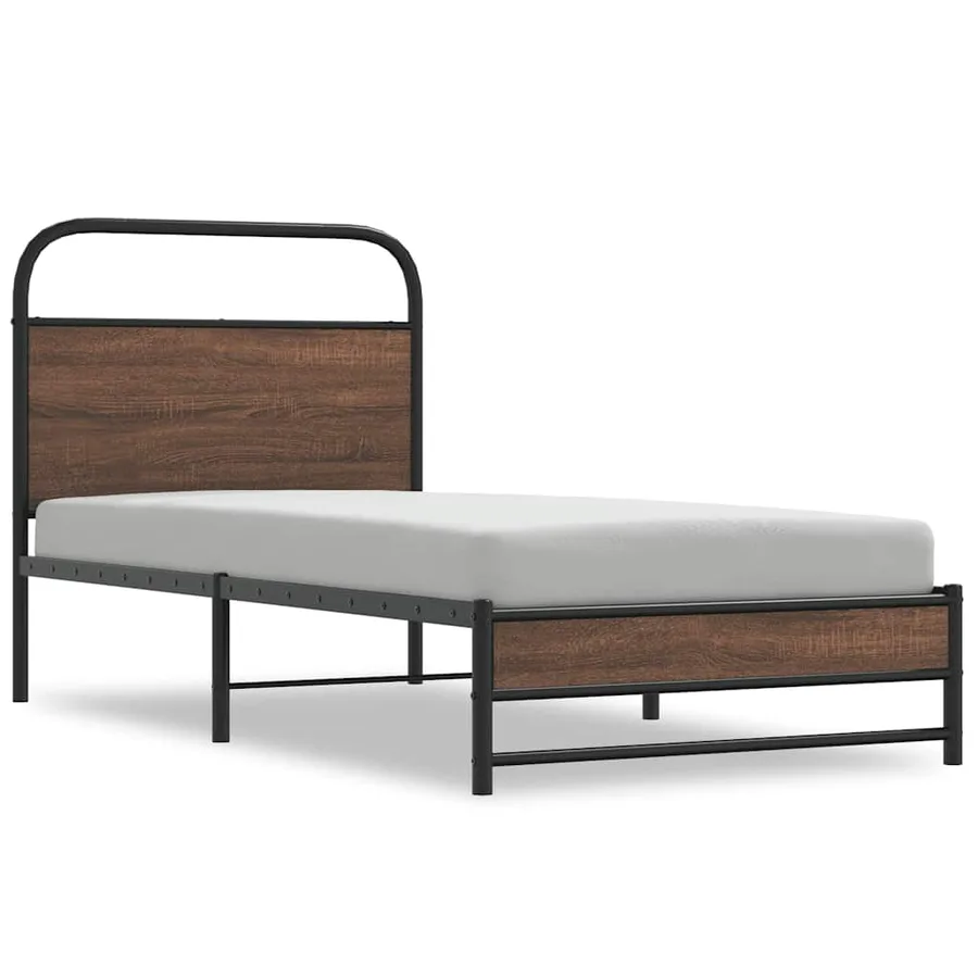 Cadre de lit sans matelas 90x190cm chêne marron bois ingénierie - 2