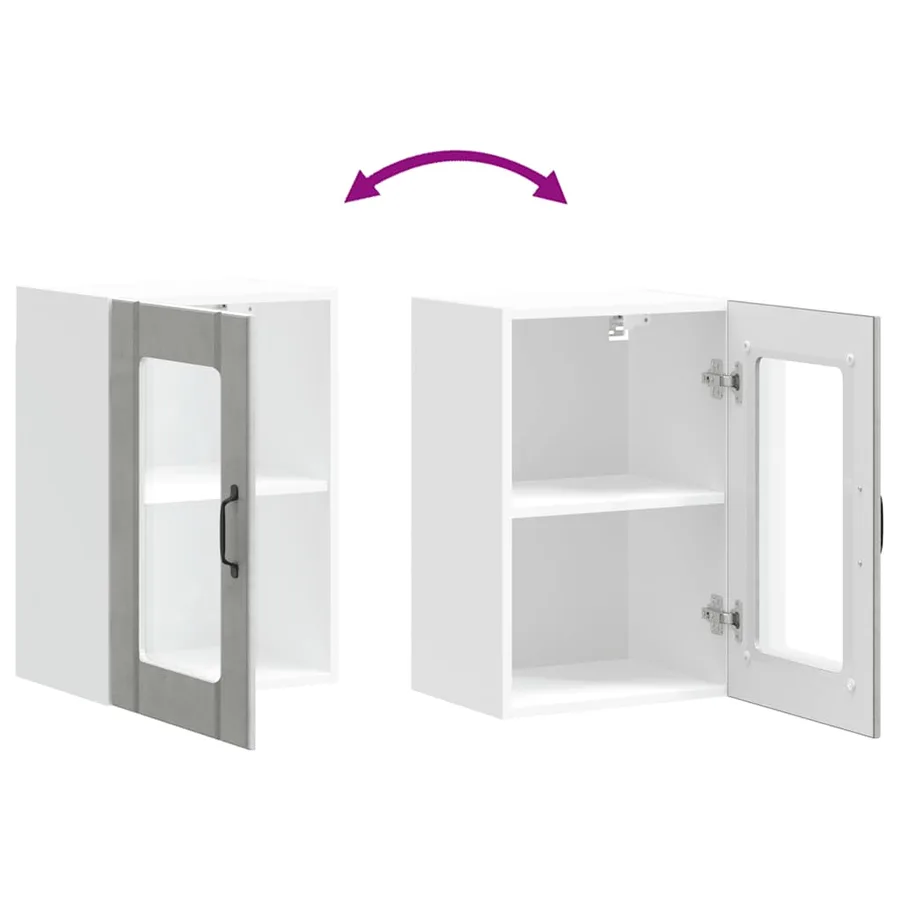 Armoire murale de cuisine avec porte en verre Lucca gris béton - 10