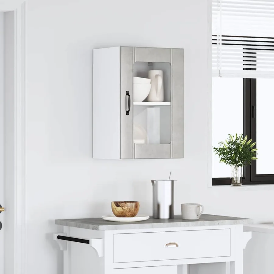 Armoire murale de cuisine avec porte en verre Lucca gris béton - 3