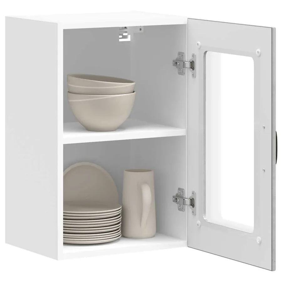 Armoire murale de cuisine avec porte en verre Lucca gris béton - 5