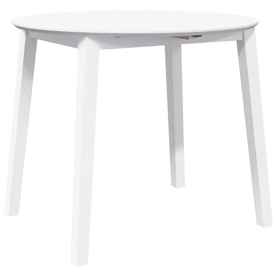 Table à manger blanc bois massif et caoutchouc - 4