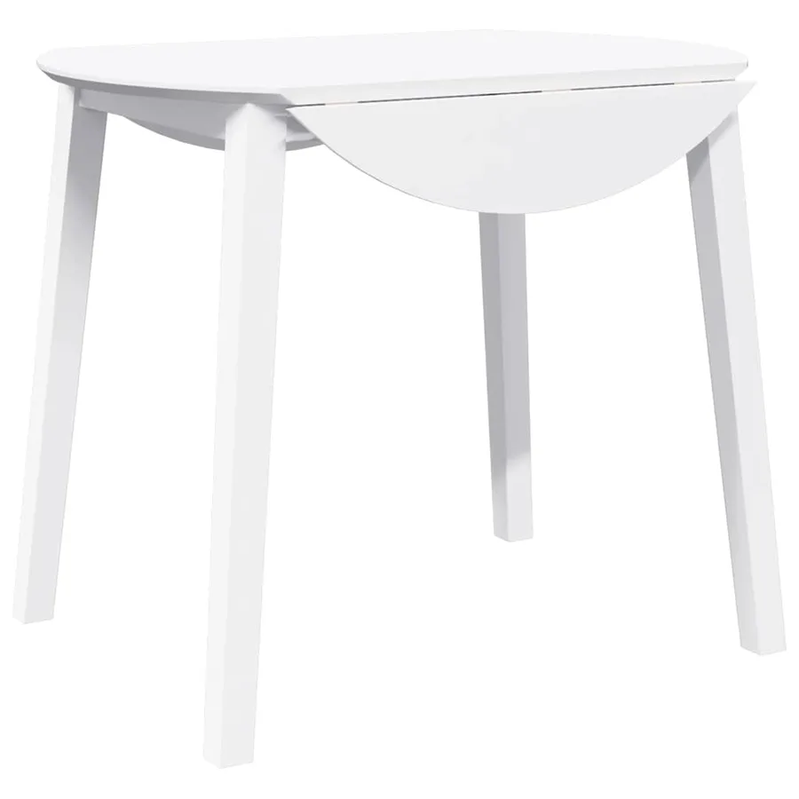 Table à manger blanc bois massif et caoutchouc - 7