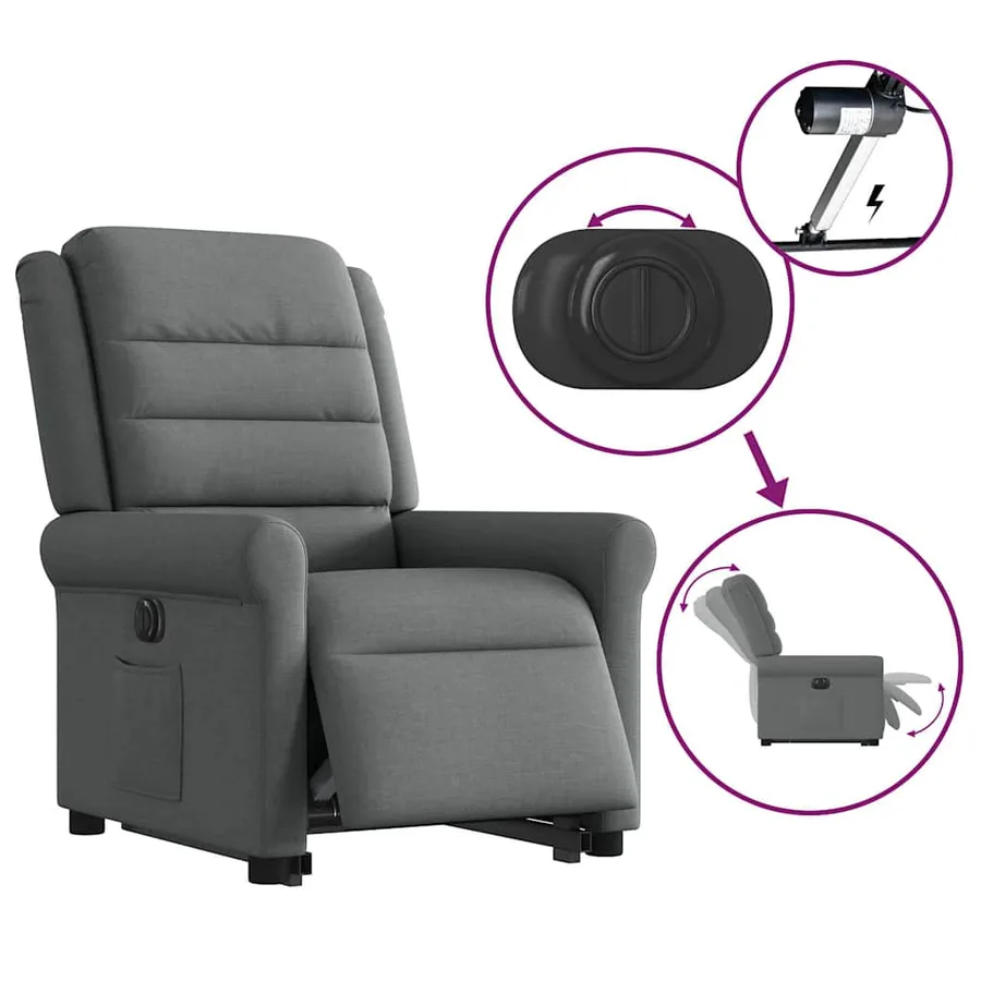 Fauteuil inclinable électrique gris foncé tissu - 10